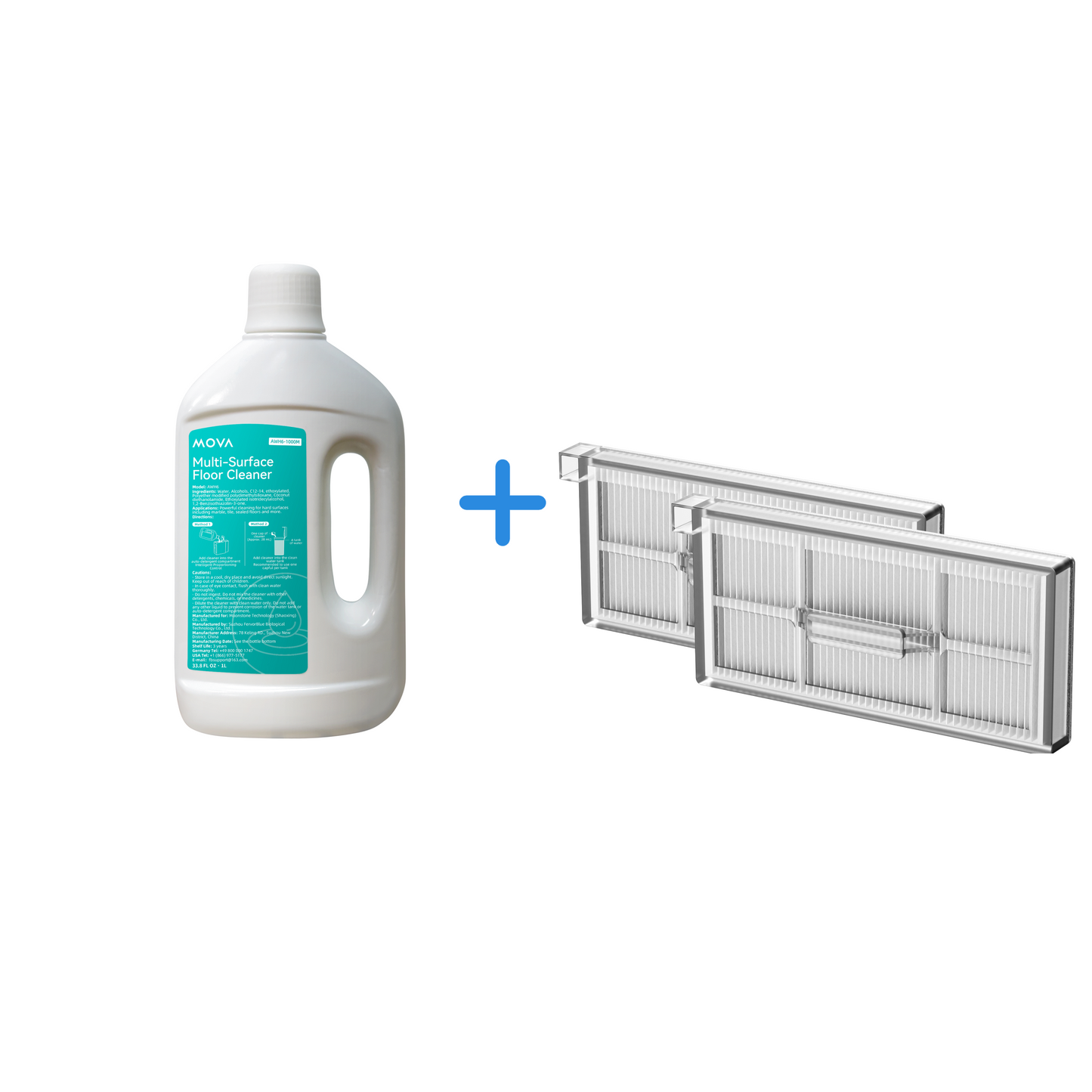1L Reinigungslösung + Saugroboter Staubboxfilter für MOVA S70 Roller/S70 Ultra Roller