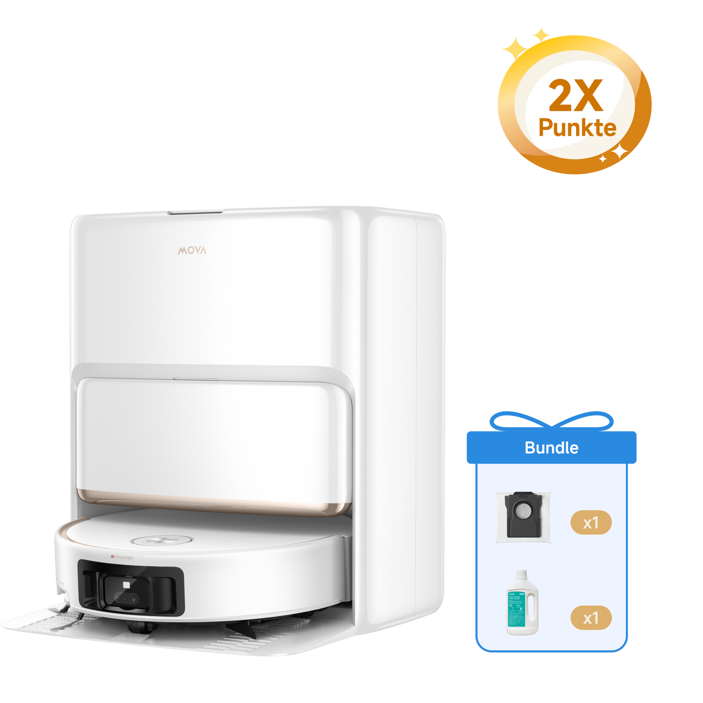 MOVA Z60 Ultra Roller Complete Weiß + 1L Reinigungslösung + Staubbeutel