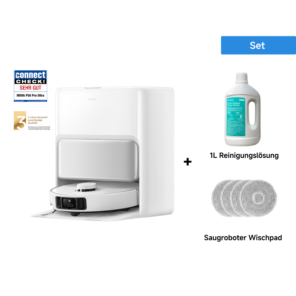 Dreame MOVA P50 Pro Ultra Saugroboter + 1L Reinigungslösung + Wischpad