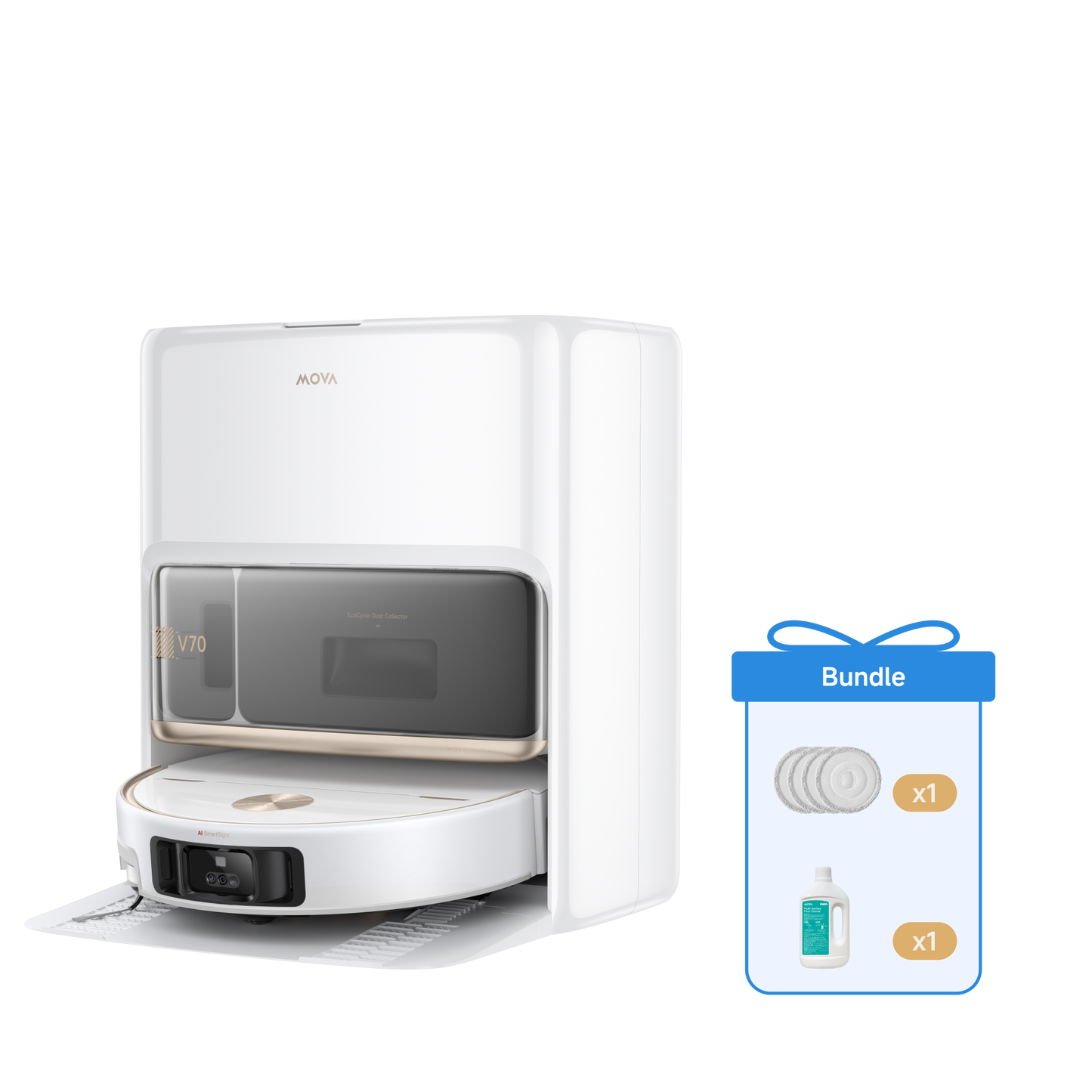 MOVA V70 Ultra Complete Saugroboter+ Saugroboter Wischpad + 1L Reinigungslösung