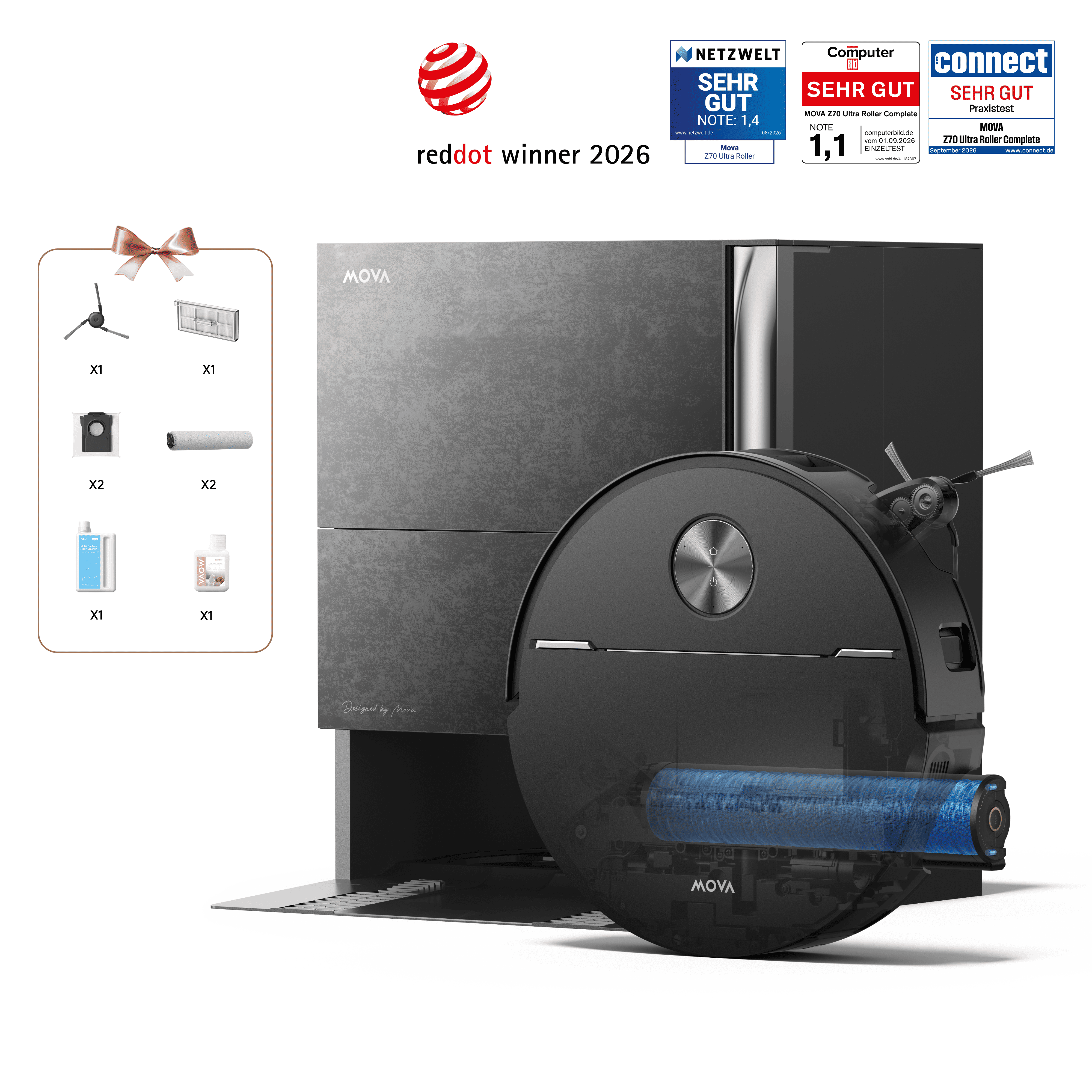 Dreame MOVA Z70 Ultra Roller Complete Saugroboter Naturstein