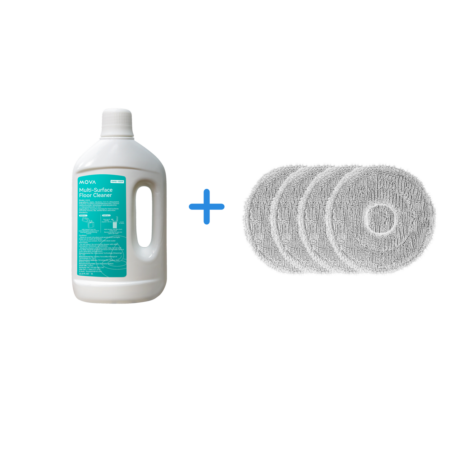 1L Reinigungslösung + Saugroboter Wischpad für MOVA V50 Ultra Complete
