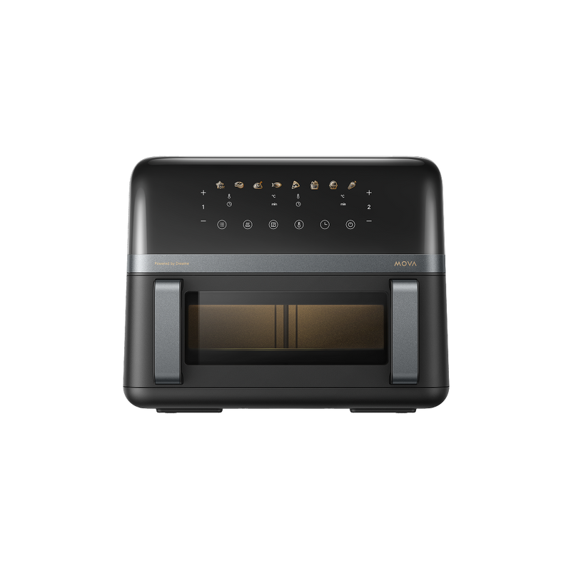 mova fd20 pro heißluftfritteuse schwarz mit doppelfach