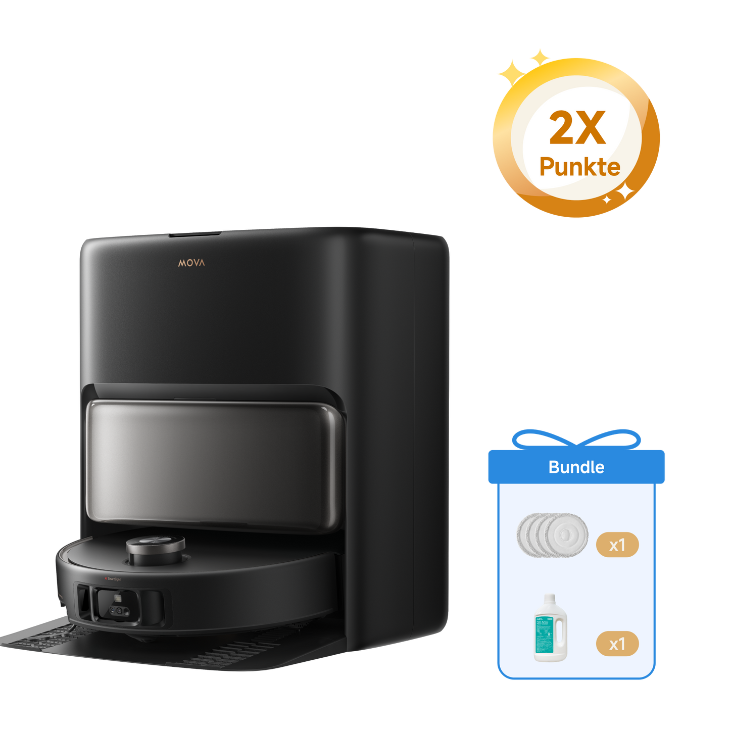 MOVA V50 Ultra Complete Saugroboter Schwarz + 1L Reinigungslösung + Wischpad