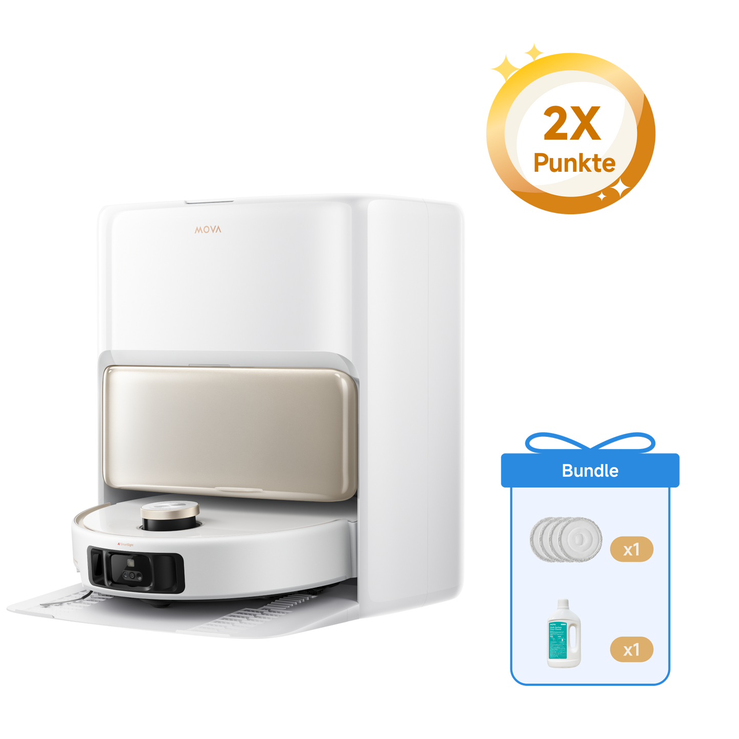 MOVA V50 Ultra Complete Saugroboter + 1L Reinigungslösung + Wischpad