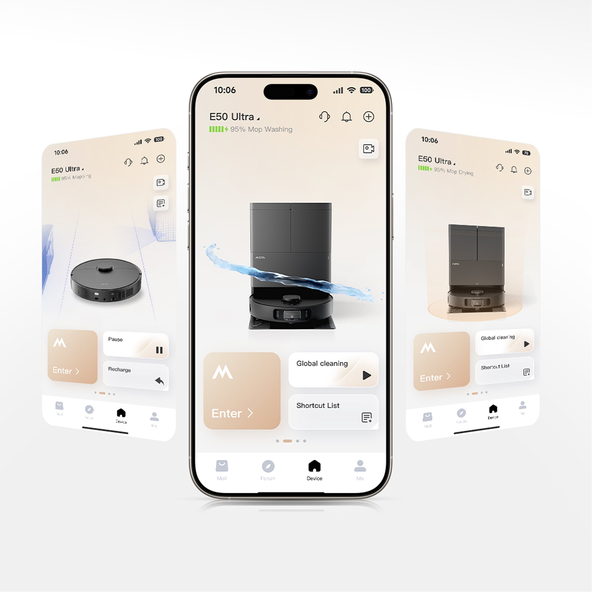 MOVA E50 Ultra Saugroboter Schwarz Immersive App-Animationen
