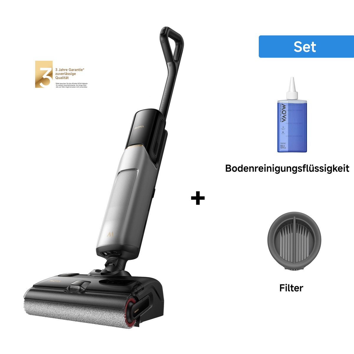 MOVA X4 Plus Nass-und Trockensauger + Bodenreinigungsflüssigkeit + Filter