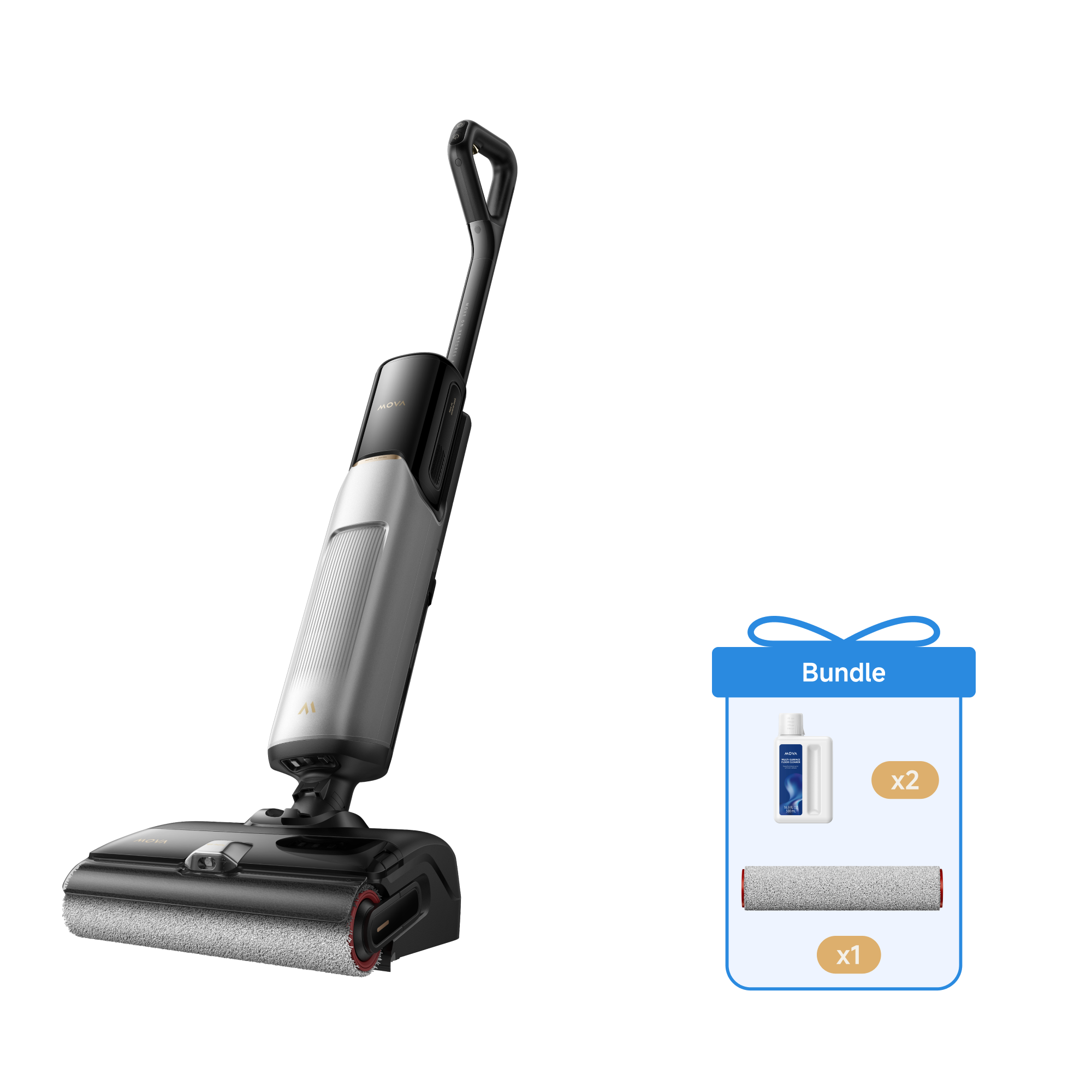 MOVA X4 Pro Nass- und Trockensauger + Rollbürste + 500ml Reinigungslösung