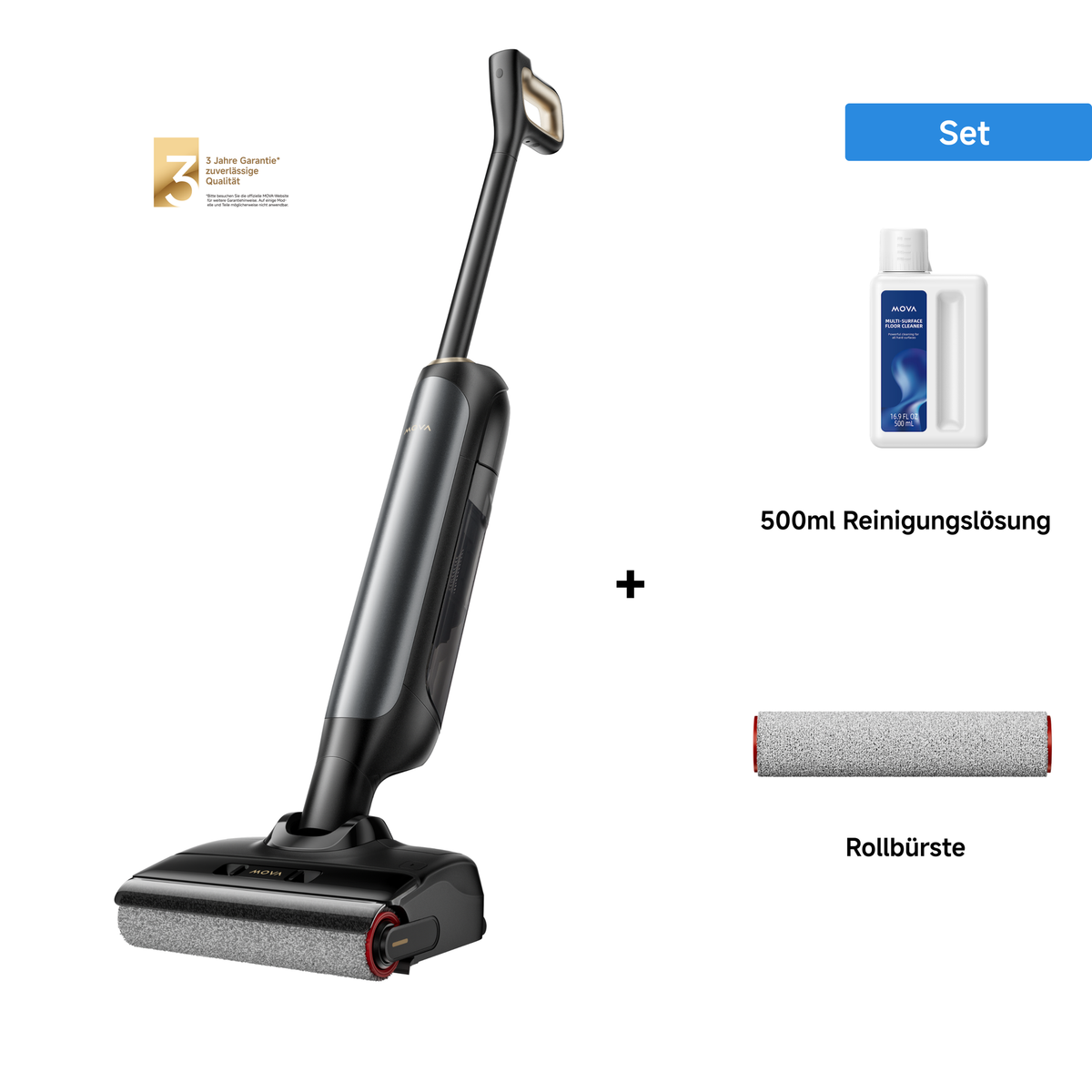 MOVA M10 Nass- und Trockensauger + 500ml Reinigungslösung + Rollbürste