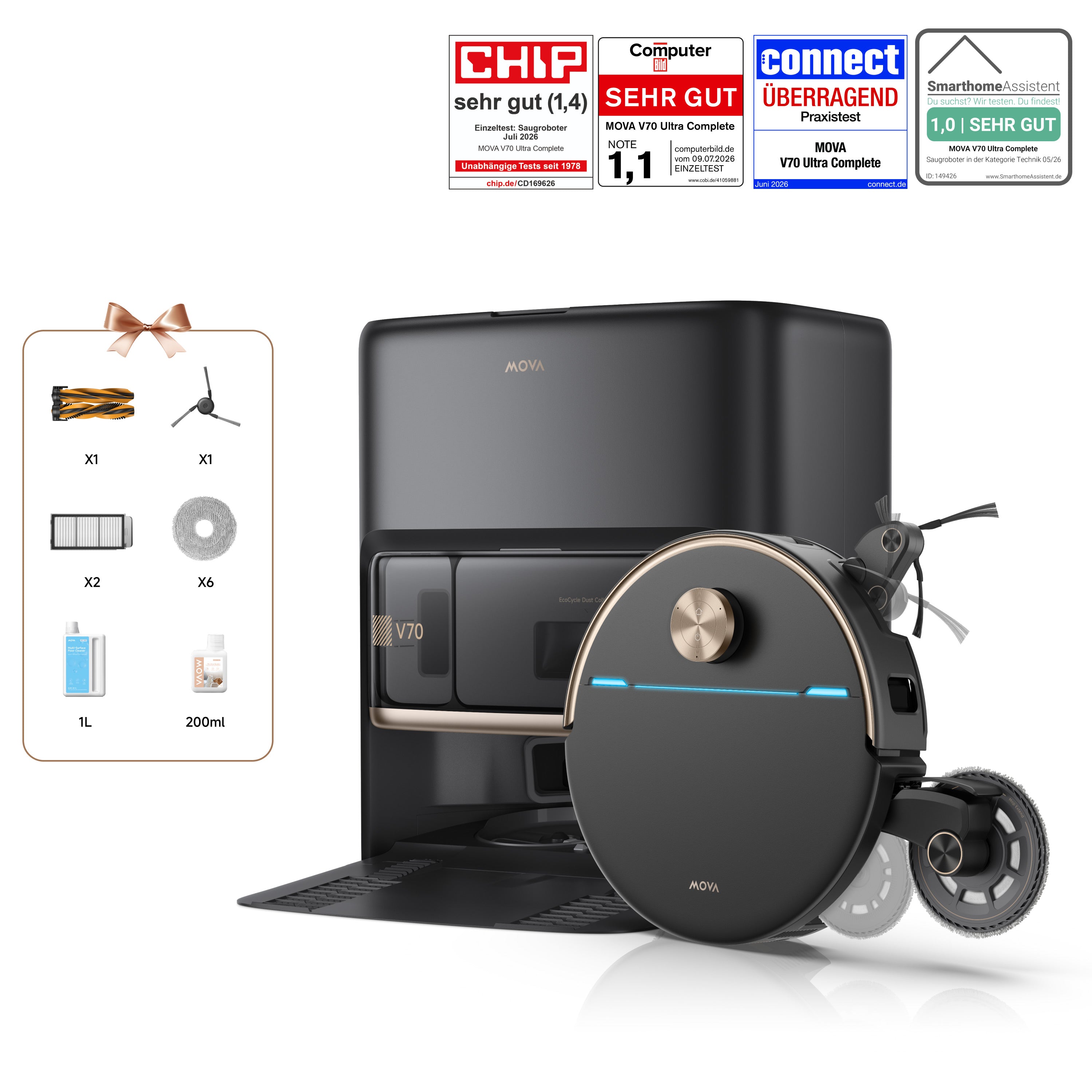 MOVA Fall Prime Day Dreame MOVA V70 Ultra Complete X Saugroboter Schwarz