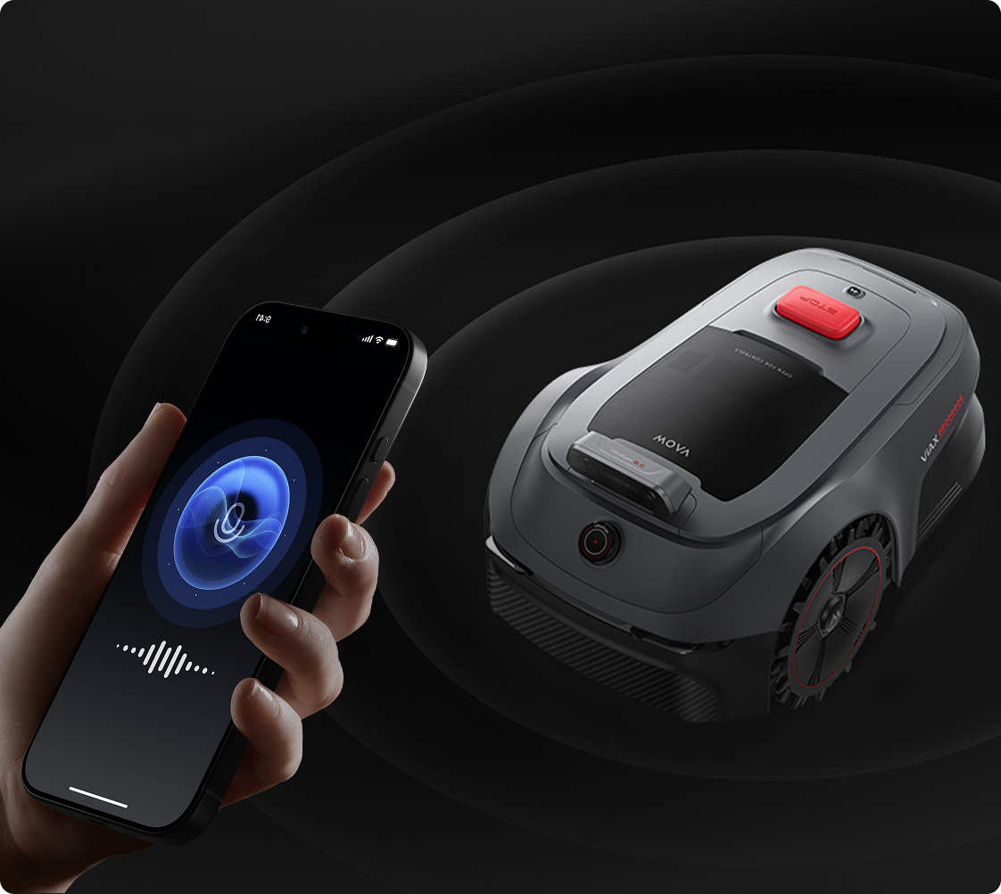 Live-Audio - Sprechen Sie über den Mäher, um Fremde davon abzuhalten, in Ihren Garten einzudringen.