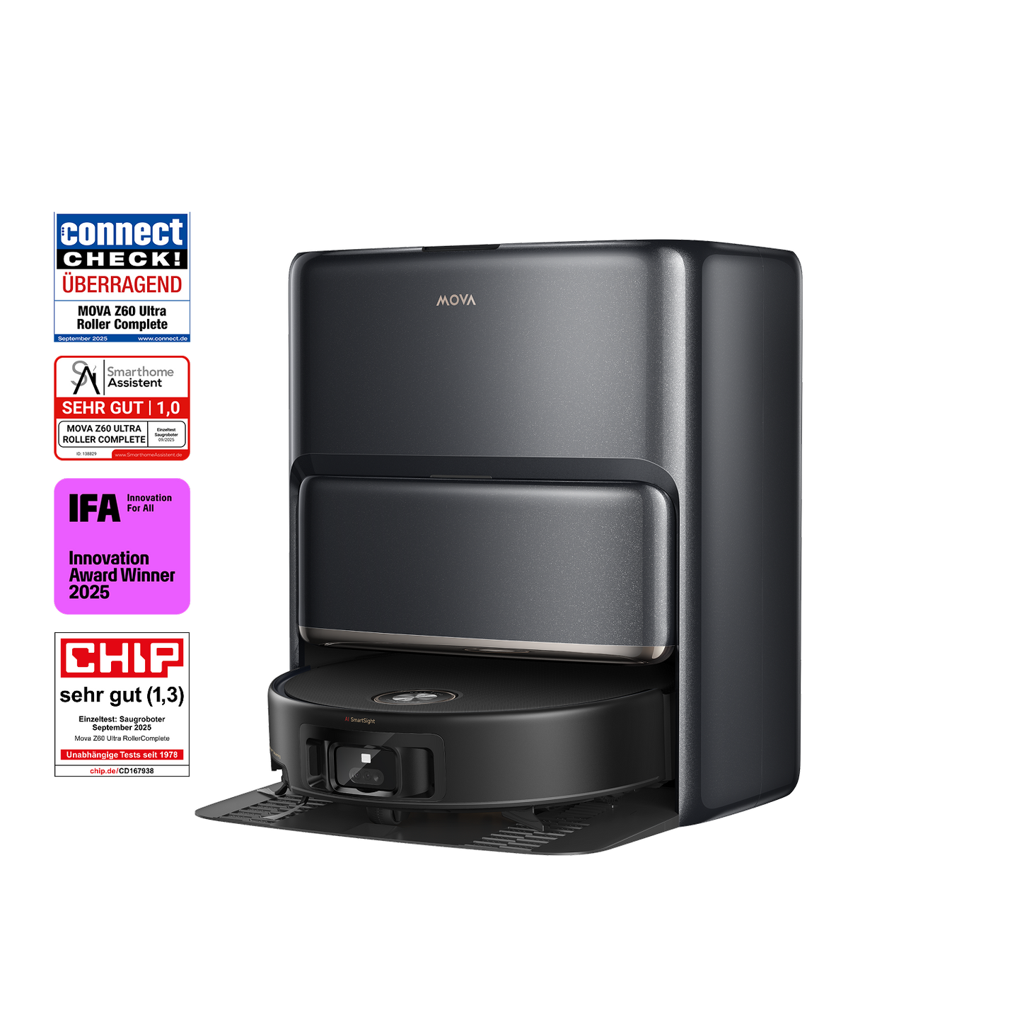 mova z60 ultra roller complete saug- und wischroboter in schwarz