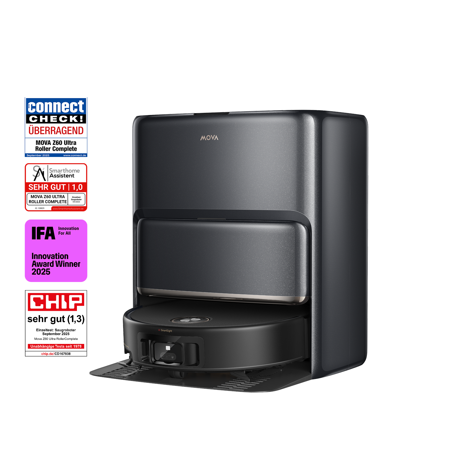 mova z60 ultra roller complete saug- und wischroboter in schwarz
