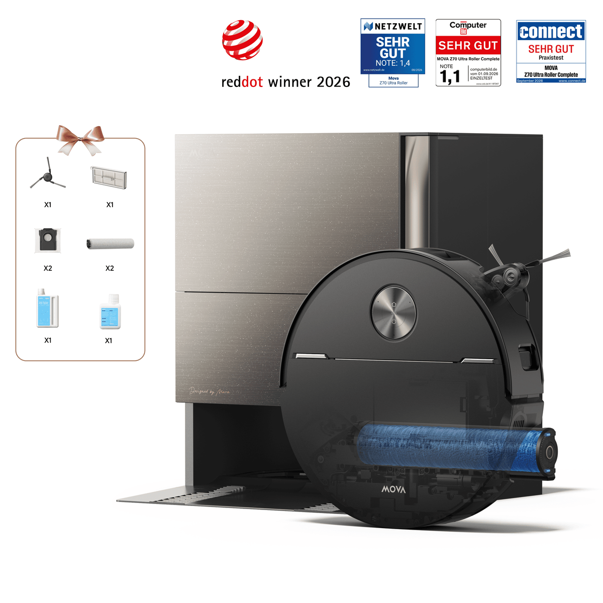 Dreame MOVA Z70 Ultra Roller Complete Saugroboter Bürstetes Metall