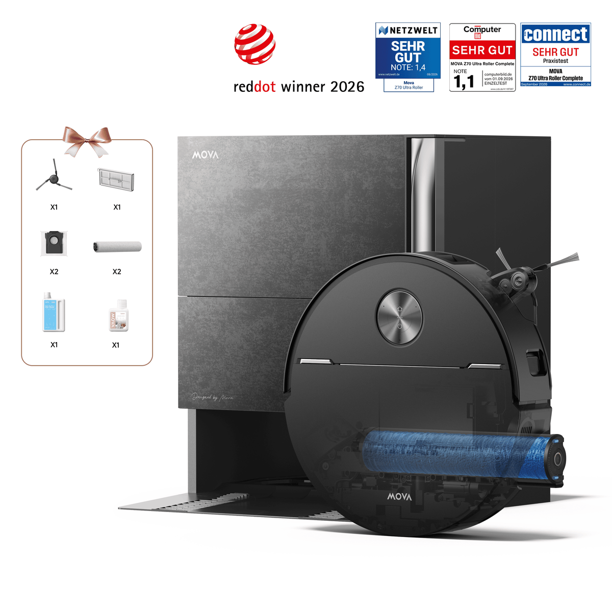 Dreame MOVA Z70 Ultra Roller Complete Saugroboter Naturstein