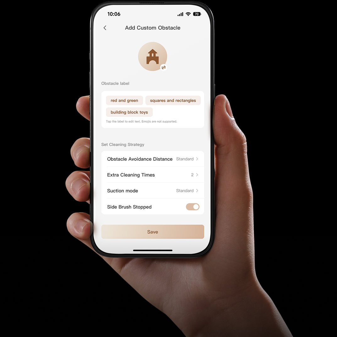 Anpassbare Objektvermeidung über die App